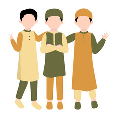 Muslim Kids Friendship. Muslim Boy with Best Friend Illustration