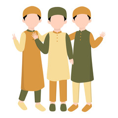 Muslim Kids Friendship. Muslim Boy with Best Friend Illustration