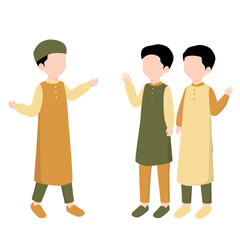 Muslim Kids Friendship. Muslim Boy Talking with Best Friend Illustration