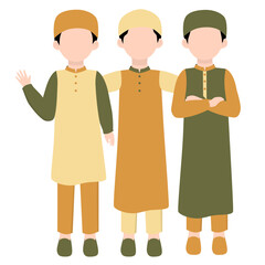 Muslim Kids Friendship. Muslim Boy with Best Friend Illustration