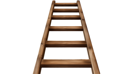 Rustic Wooden Ladder Dark Background Success old goal path isolated on transparent background