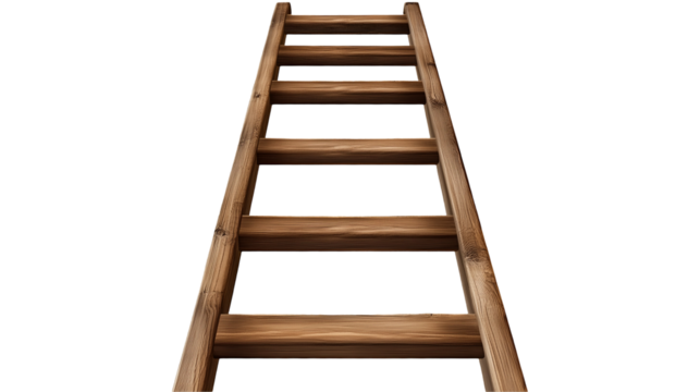 Rustic Wooden Ladder Dark Background Success old goal path isolated on transparent background