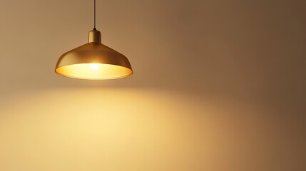 A golden lamp overhead casts a spotlight, illuminating a clean, minimalist studio space, ideal for adding text or graphics for professional design work