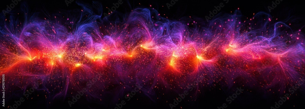 Poster Nebula cloudscape with vibrant purple and red colors creating intricate patterns