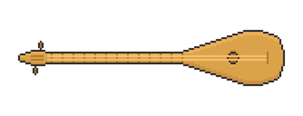 Dombra musical instrument in pixel style. Vector illustration on a white background