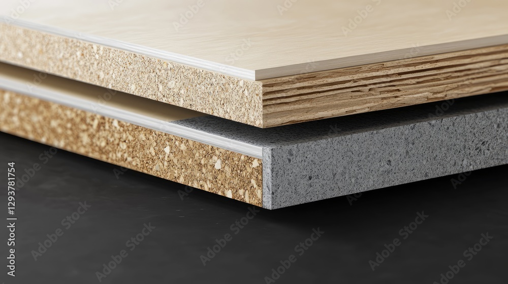 Aufkleber a graphic comparing the textures of melamine-faced fibreboard and hmr melamine-coated chipboard, emp
