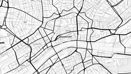 Minimalist Frankfurt am Main Street Map with Labels and Neighborhoods