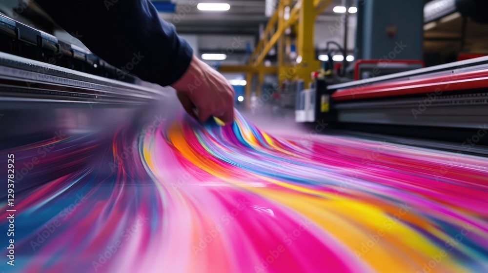 Poster a large-format printer in action, producing vibrant, professional-grade graphics on paper, showcasin