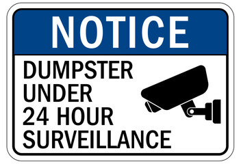 No dumping sign dumpster under 24 hour surveillance