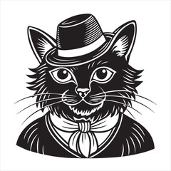 cute cat head black and white