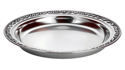 Silver plate on transparent background. high resolution PNG file