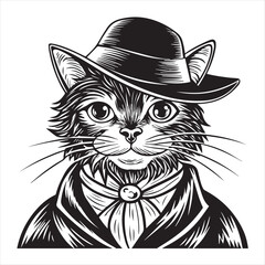 cute cat head black and white