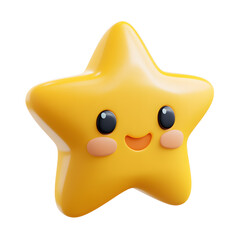 3D Star kawaii comic style isolated on white