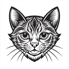 cute cat head black and white