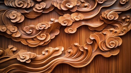 The Eastern artistic conception of auspicious cloud wood carving