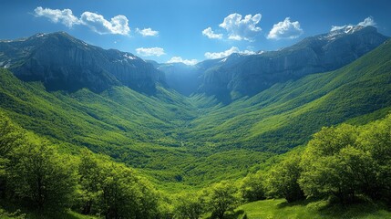 Fototapeta premium Mountain Valley Lush Green Scenery
