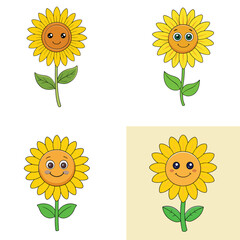 set of sunflowers, set of sunflowers vector