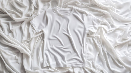 Obraz premium Blank white t-shirt on draped fabric, mockup, product display, fashion, clothing