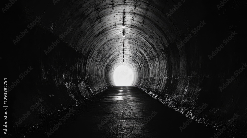 Poster A shadowy tunnel with a vanishing point in the distance, creating an endless and suspenseful perspective