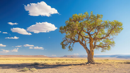 Fototapeta premium A powerful image of a lone tree defying the harsh desert conditions