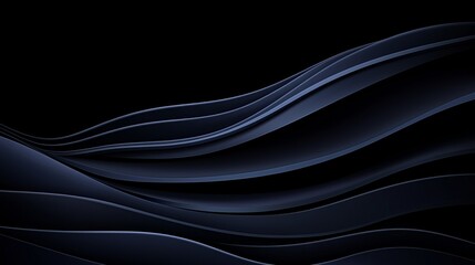 Abstract dark waves create a smooth, flowing pattern against a black background, evoking a sense of depth and tranquility.