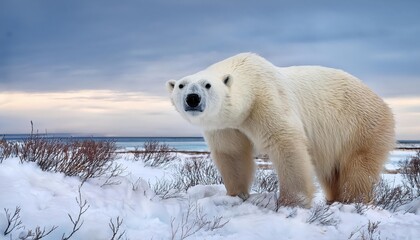 Polar Bear Hiding Behind Paw A Solitary Moment in a Snowy Arctic Landscape, Captured with an Intimate Touch of Melancholy