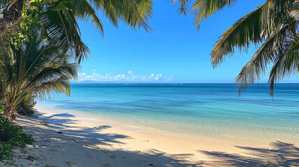 A relaxing beachside view with crystal-clear ocean water