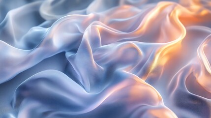 Fototapeta premium Soft, flowing silk fabric; warm light; abstract texture; design background