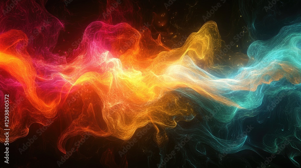 Poster A vibrant waveform visualization in a digital space, with dynamic colors and movement, perfect for tech and digital media themes