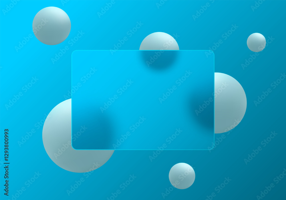 Wall mural website landing page template in glass morphism style. frosted glass partition with overlapping effe