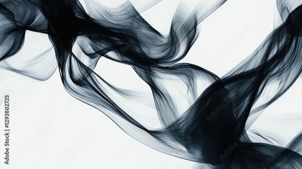 Aufkleber abstract design of dark swirling lines and shapes on a stark white background, creating a dramatic v