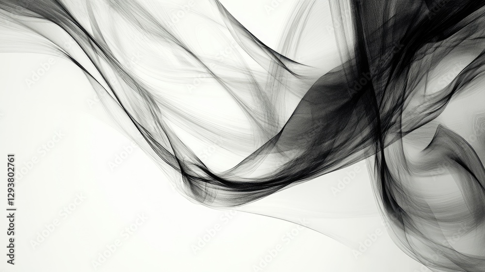 Aufkleber abstract design of dark swirling lines and shapes on a stark white background, creating a dramatic v
