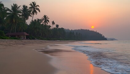 Sunrise Beach Scene, Tropical Paradise