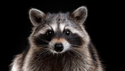 Intense Eyes of a Clever Raccoon Captured in Striking Black and White, Showcasing the Agile Masked Bandits Cunningness in High Contrast Detail.