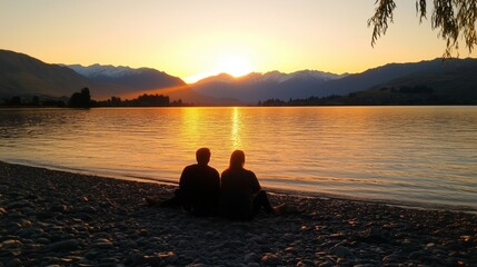 The quiet time of sunset by the lake