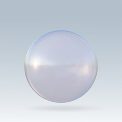 Crystal ball with a shimmering luster. 3D transparent white glass sphere ball. Vector illustration