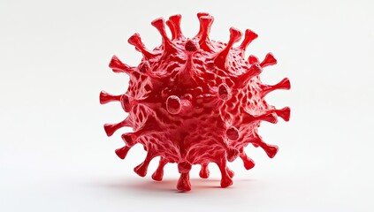 Red virus model on white background