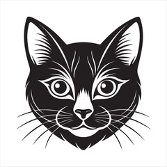 cute cat head black and white