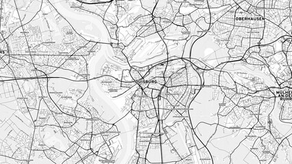 Minimalist Duisburg Street Map with Labels and Neighborhoods