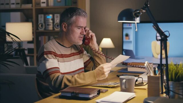 Angry man calling the customer service