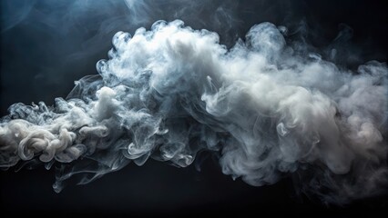 Dense smoke cloud with fog rolling in on the left side of a dark background, creating an eerie atmosphere , clouds