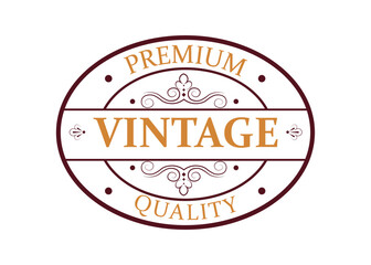 Premium Vintage Quality Badge with Decorative Elements and Stylish Font Logo Icon Design