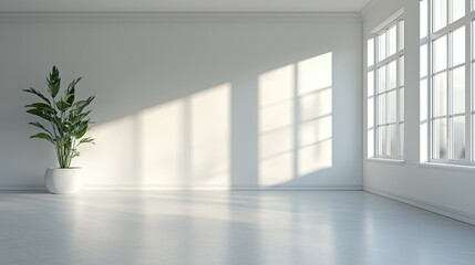 Bright and Minimalist Interior Space with Natural Light and Plants