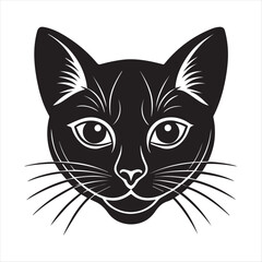 cute cat head black and white