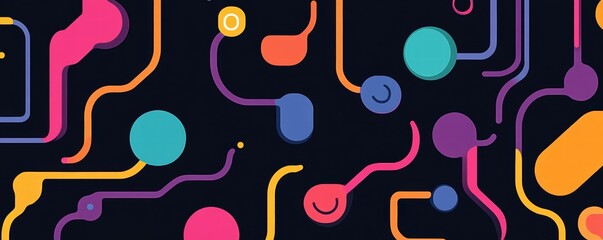 Abstract Colorful Shapes Pattern Background Design Modern Digital Art for Web Banner