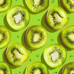 Fototapeta premium Seamless image of sliced ​​kiwi fruit.