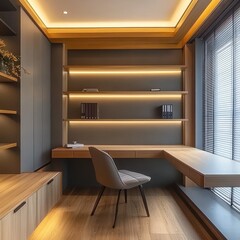 Modern office room interior with a desk and chair