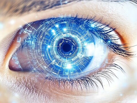 Digital Iris, Futuristic Eye Close-up