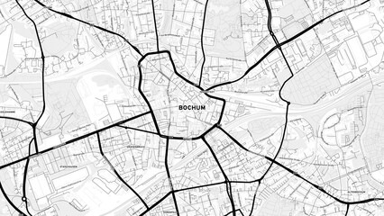 Minimalist Bochum Street Map with Labels and Neighborhoods
