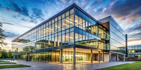 Fototapeta premium Contemporary university building with sleek glass facade and modern architecture, modernist